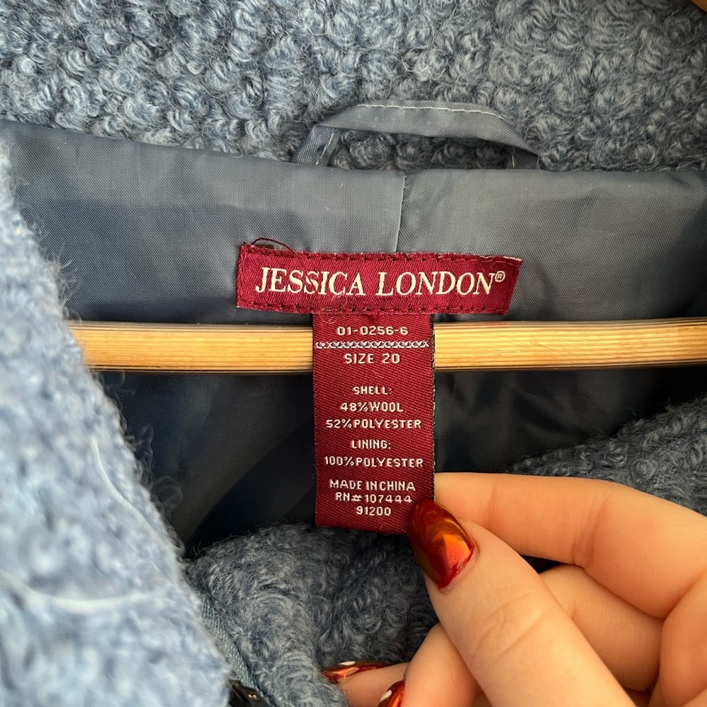 Jessica London Blue Wool Blend Winter Coat - Picture 9 of 9